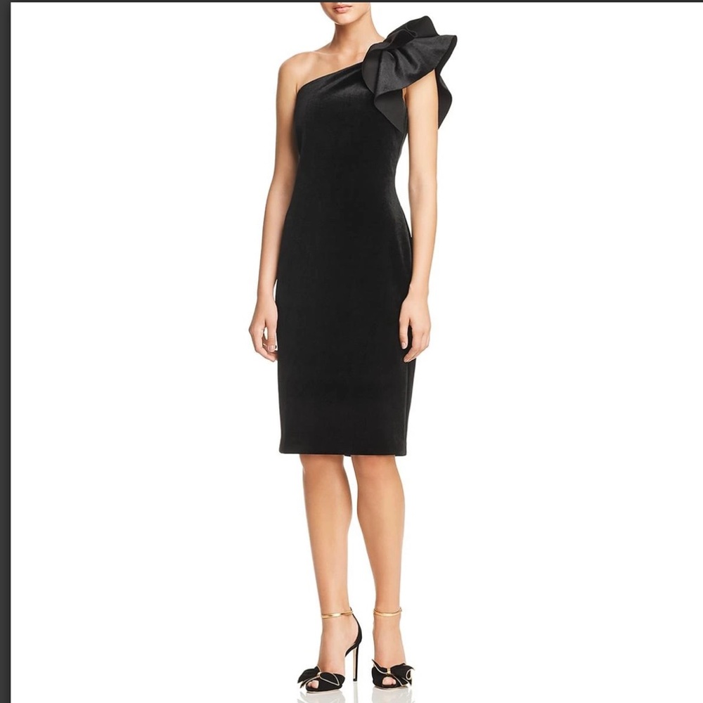 ELIZA J WOMENS VELVET ONE SHOULDER SHEATH DRESS